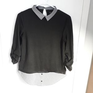Suzy shier collar neck fooler top in black & white size S